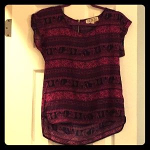 XS Elephant Print Blouse with back zipper